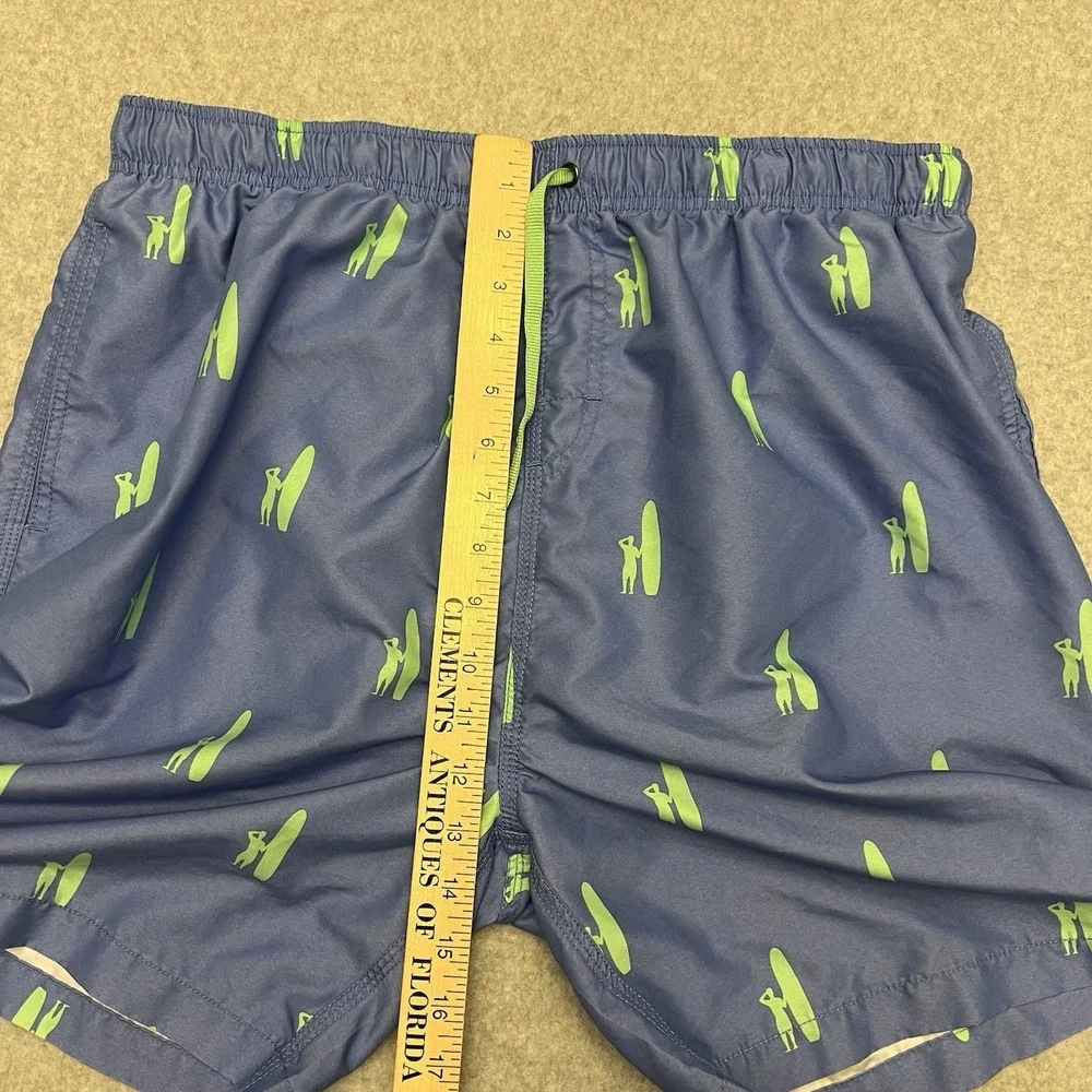 Johnnie O Swim Trunks Men's XL Blue Surf Board AOP Drawstring Beach Resort Sun